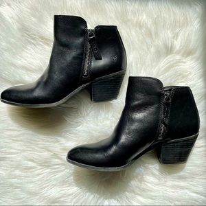 Frye Judith Zip Leather Booties Black 6 1/2 M